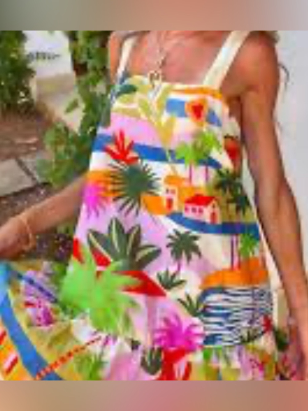 True Destinations Tropical Print Dress